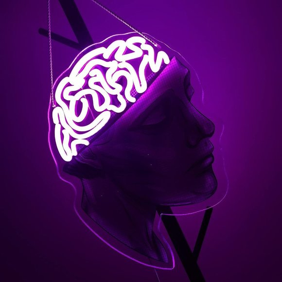 Neon Pink Brain Neuroscience Nerdy Light Room Science Lab Psychology LED Decor - Picture 2 of 5